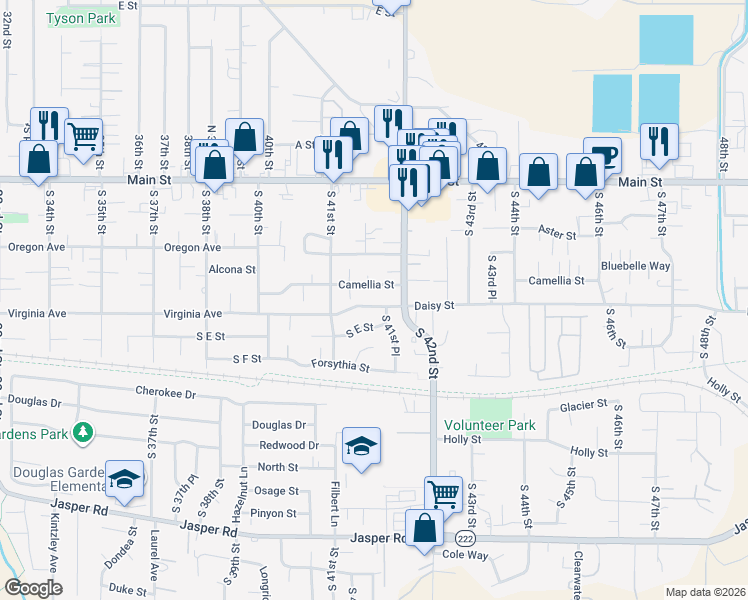 map of restaurants, bars, coffee shops, grocery stores, and more near 531 South 41st Place in Springfield