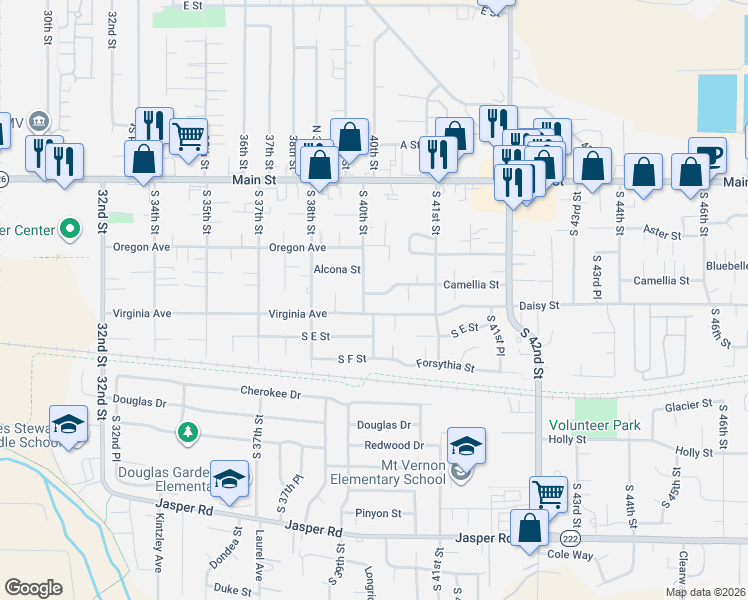 map of restaurants, bars, coffee shops, grocery stores, and more near 4033 Virginia Avenue in Springfield