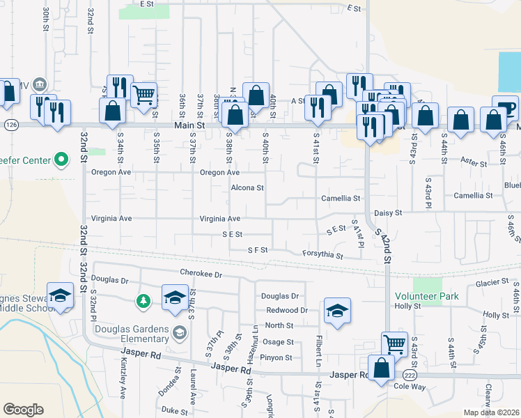 map of restaurants, bars, coffee shops, grocery stores, and more near 3965 Virginia Avenue in Springfield