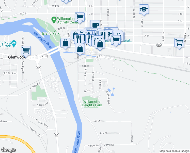 map of restaurants, bars, coffee shops, grocery stores, and more near 536 South 4th Street in Springfield