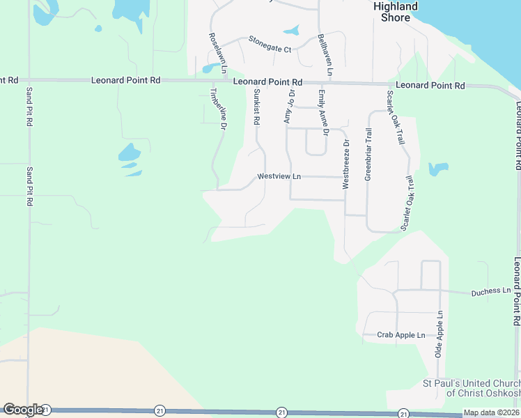 map of restaurants, bars, coffee shops, grocery stores, and more near 1818 Sunkist Road in Oshkosh