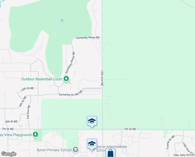 map of restaurants, bars, coffee shops, grocery stores, and more near 1040 Southwell Enclave Northeast in Byron