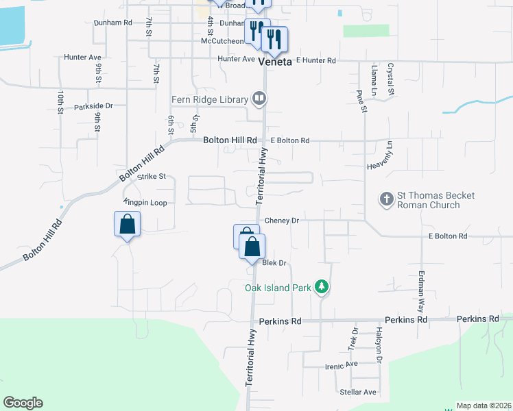 map of restaurants, bars, coffee shops, grocery stores, and more near in Veneta