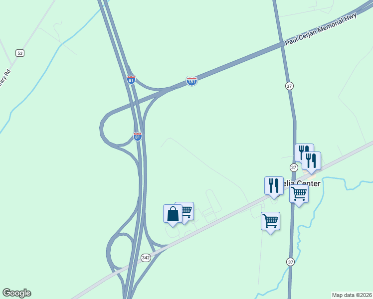 map of restaurants, bars, coffee shops, grocery stores, and more near 26006 Liberty Avenue in Watertown