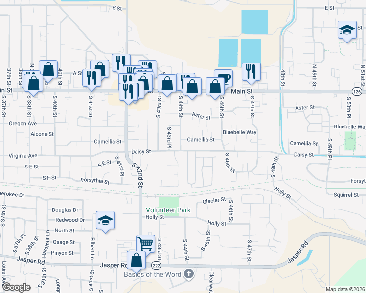 map of restaurants, bars, coffee shops, grocery stores, and more near 4422 Camellia Street in Springfield