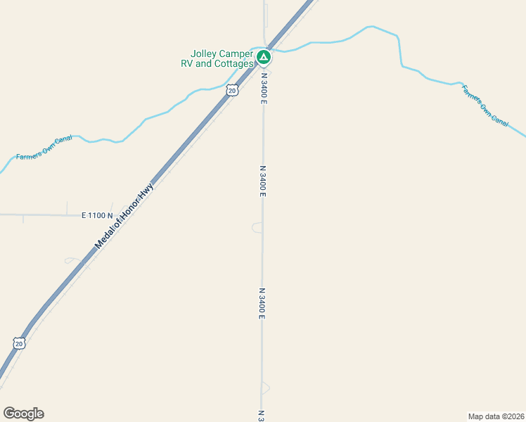 map of restaurants, bars, coffee shops, grocery stores, and more near North 3400 East in Fremont County