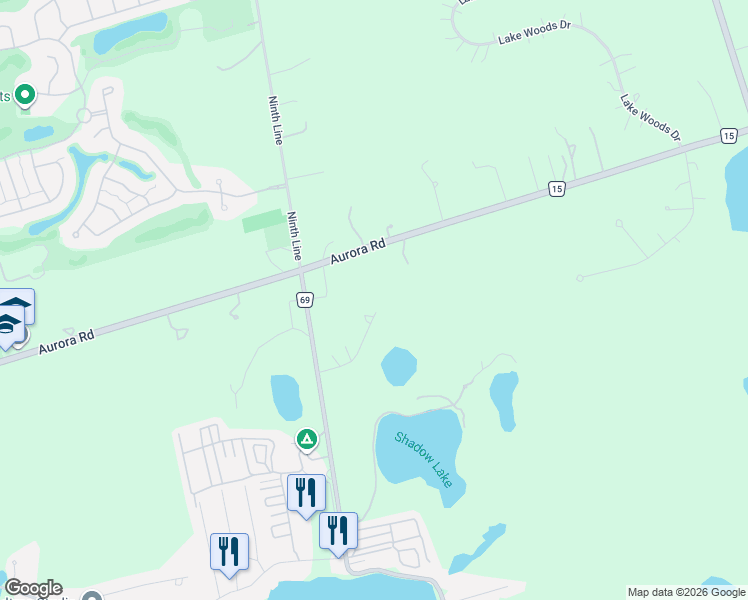 map of restaurants, bars, coffee shops, grocery stores, and more near 23 Forfardale Road in Whitchurch-Stouffville