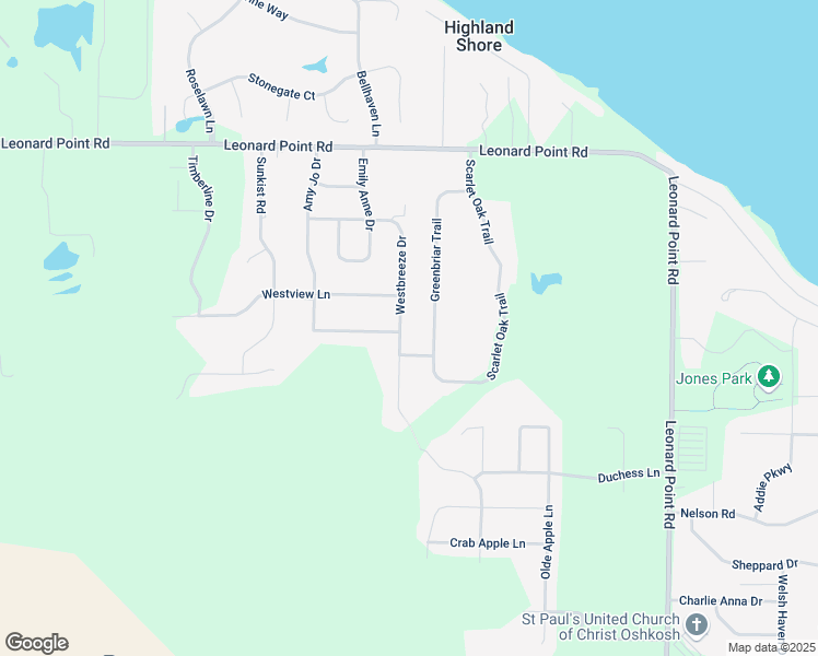 map of restaurants, bars, coffee shops, grocery stores, and more near 1858 Westbreeze Drive in Oshkosh