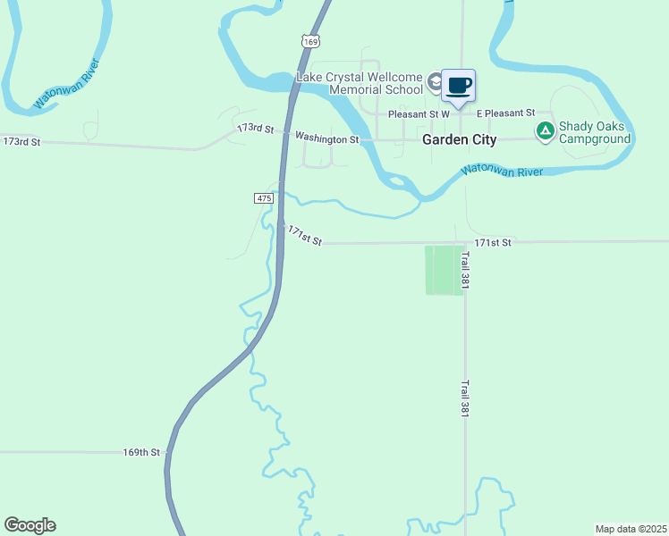 map of restaurants, bars, coffee shops, grocery stores, and more near 52575 171st Street in Garden City