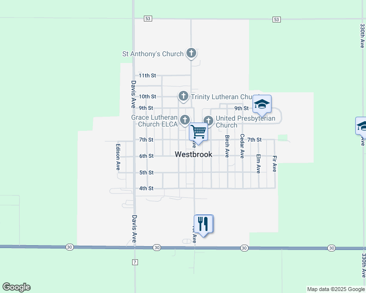 map of restaurants, bars, coffee shops, grocery stores, and more near 652 Adams Avenue in Westbrook