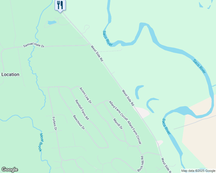 map of restaurants, bars, coffee shops, grocery stores, and more near 2460 West Side Road in Conway