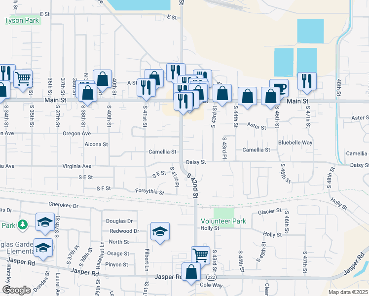 map of restaurants, bars, coffee shops, grocery stores, and more near 341 South 42nd Place in Springfield
