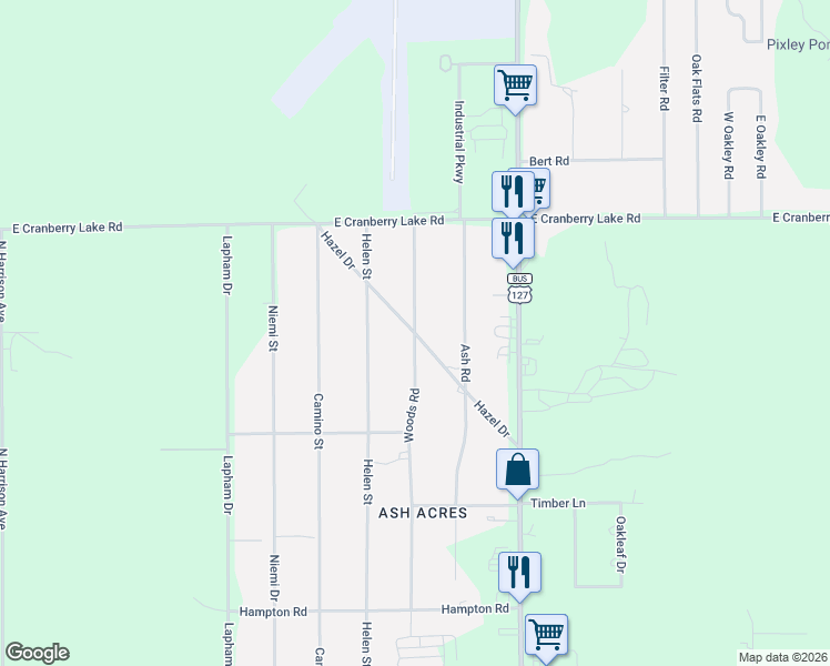 map of restaurants, bars, coffee shops, grocery stores, and more near Hazel Drive in Clare County
