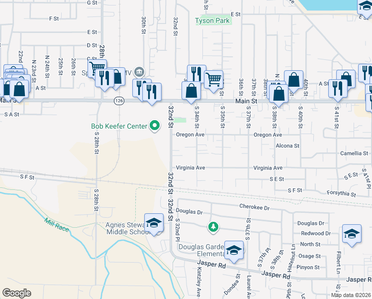 map of restaurants, bars, coffee shops, grocery stores, and more near 3378 Elliot Lane in Springfield