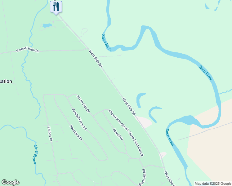map of restaurants, bars, coffee shops, grocery stores, and more near 2460 West Side Road in Conway