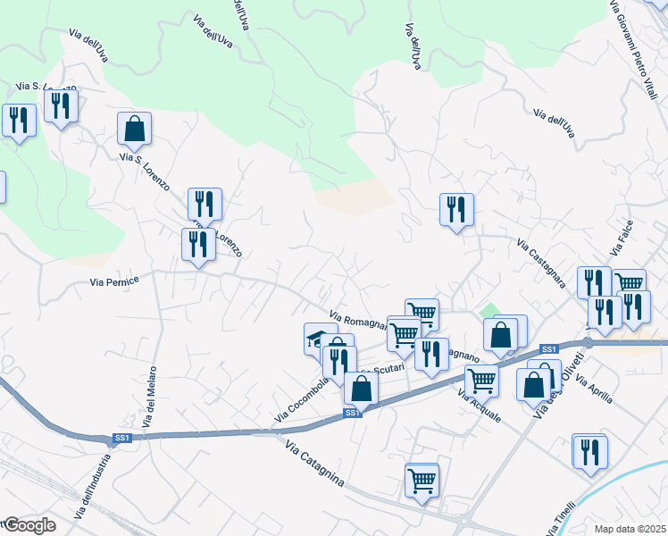 map of restaurants, bars, coffee shops, grocery stores, and more near 3 Via del Pozzo in Massa