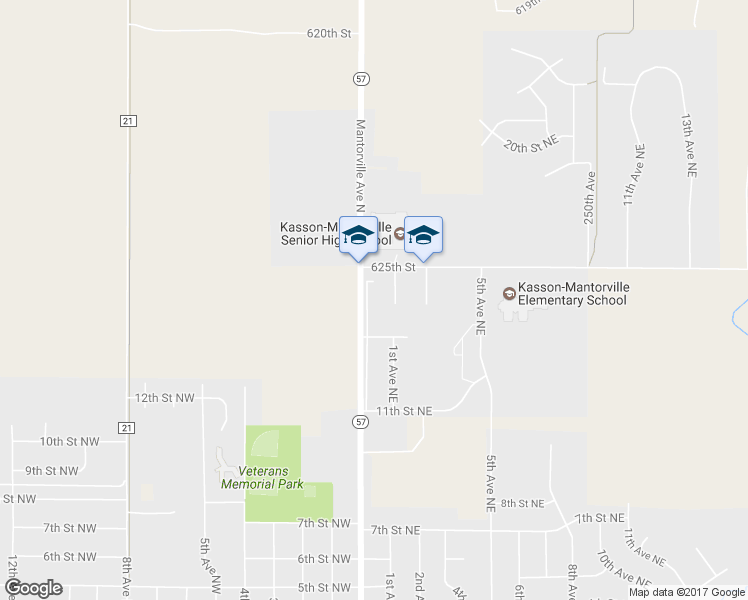 map of restaurants, bars, coffee shops, grocery stores, and more near 1402 Mantorville Avenue North in Kasson