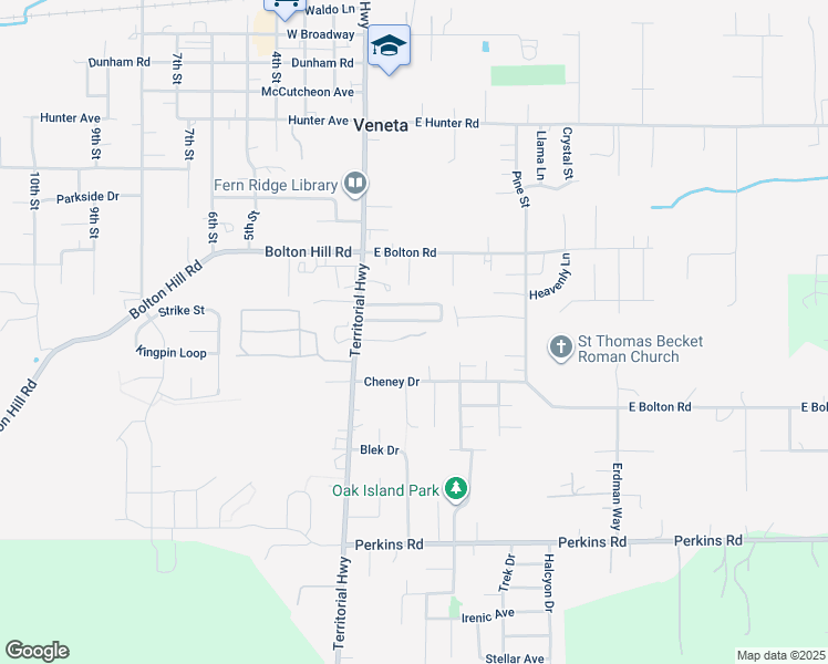 map of restaurants, bars, coffee shops, grocery stores, and more near 25105 Cottage Court in Veneta