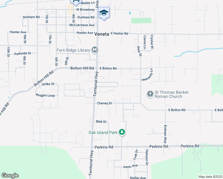 map of restaurants, bars, coffee shops, grocery stores, and more near 25105 Cottage Court in Veneta