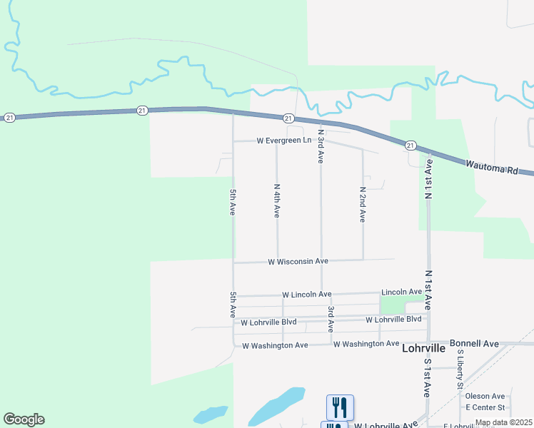 map of restaurants, bars, coffee shops, grocery stores, and more near 521 4th Avenue in Redgranite