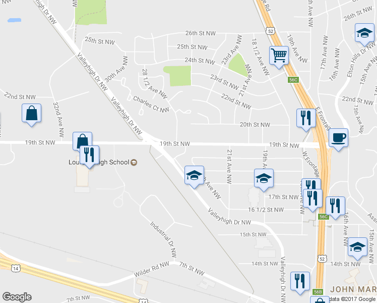 map of restaurants, bars, coffee shops, grocery stores, and more near 1884 Evergreen Drive Northwest in Rochester