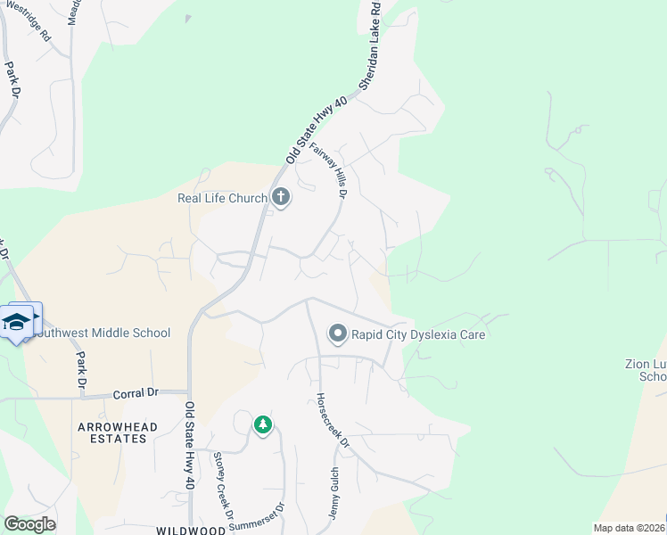 map of restaurants, bars, coffee shops, grocery stores, and more near 4031 Oakmont Court in Rapid City
