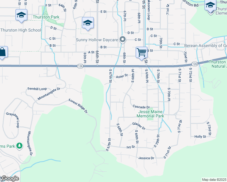 map of restaurants, bars, coffee shops, grocery stores, and more near 6725 Bluebelle Court in Springfield