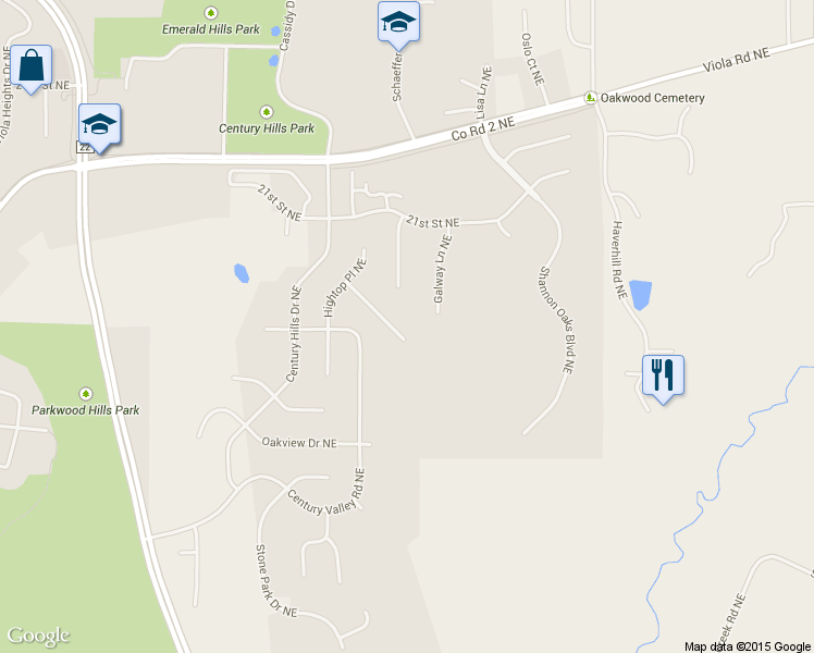 map of restaurants, bars, coffee shops, grocery stores, and more near 3147 Scanlan Lane Northeast in Rochester