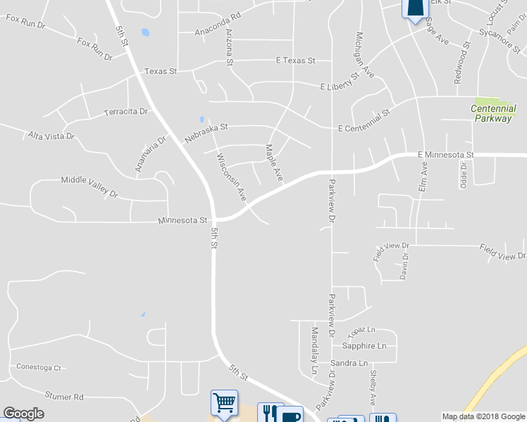 map of restaurants, bars, coffee shops, grocery stores, and more near 101 East Minnesota Street in Rapid City