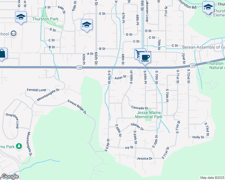 map of restaurants, bars, coffee shops, grocery stores, and more near 6725 Bluebelle Court in Springfield