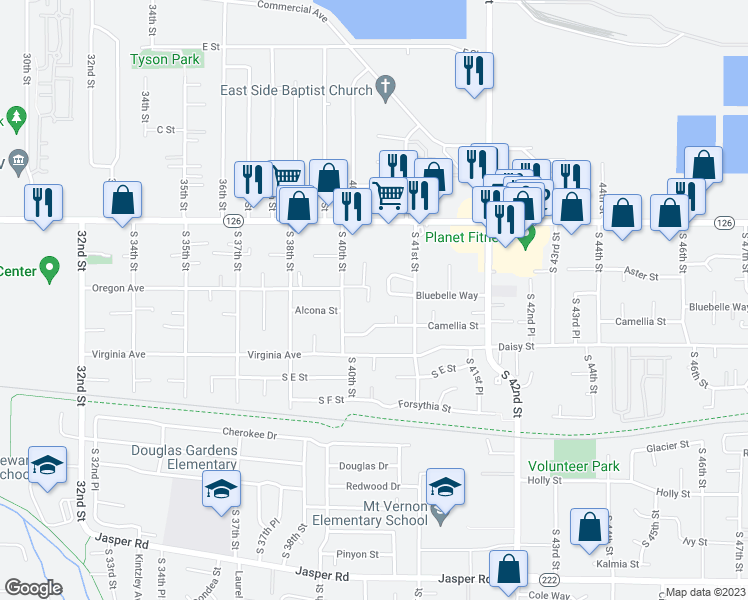 map of restaurants, bars, coffee shops, grocery stores, and more near 329 South 40th Place in Springfield
