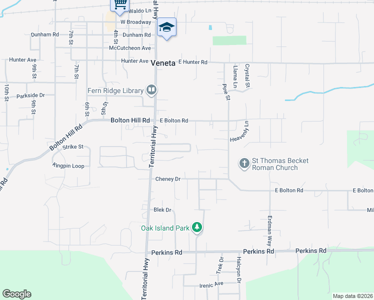 map of restaurants, bars, coffee shops, grocery stores, and more near 25105 Cottage Court in Veneta