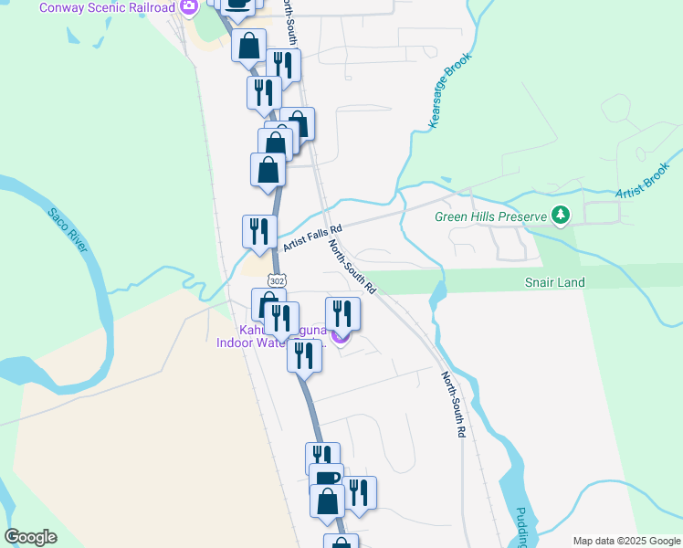 map of restaurants, bars, coffee shops, grocery stores, and more near 70 Locust Lane in Conway