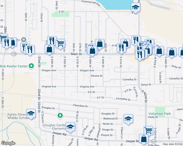 map of restaurants, bars, coffee shops, grocery stores, and more near 3819 Alcona Street in Springfield