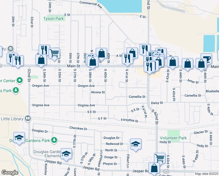 map of restaurants, bars, coffee shops, grocery stores, and more near 329 South 40th Place in Springfield