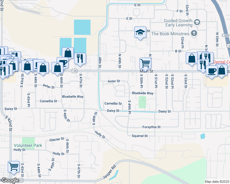 map of restaurants, bars, coffee shops, grocery stores, and more near 4842 Camellia Street in Springfield