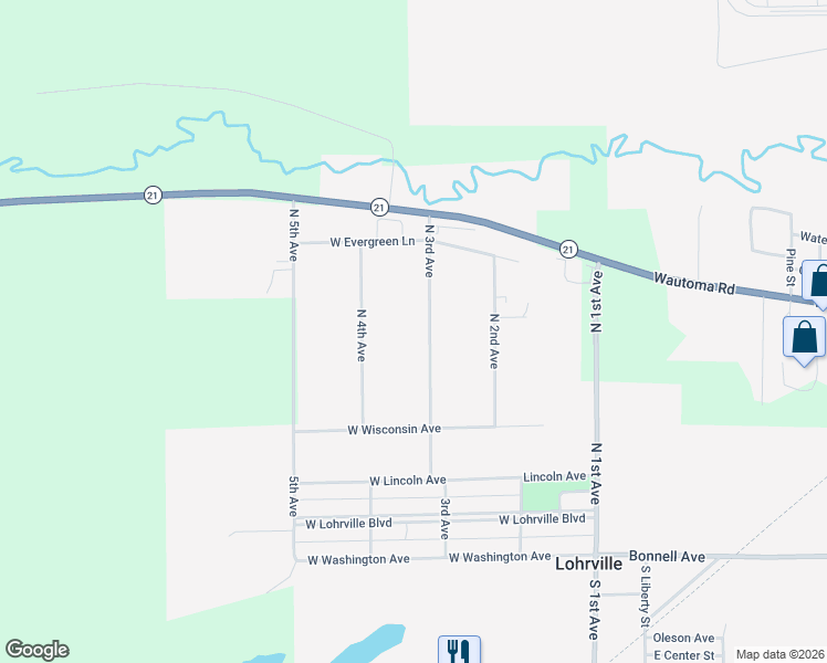 map of restaurants, bars, coffee shops, grocery stores, and more near 539 North 3rd Avenue in Redgranite