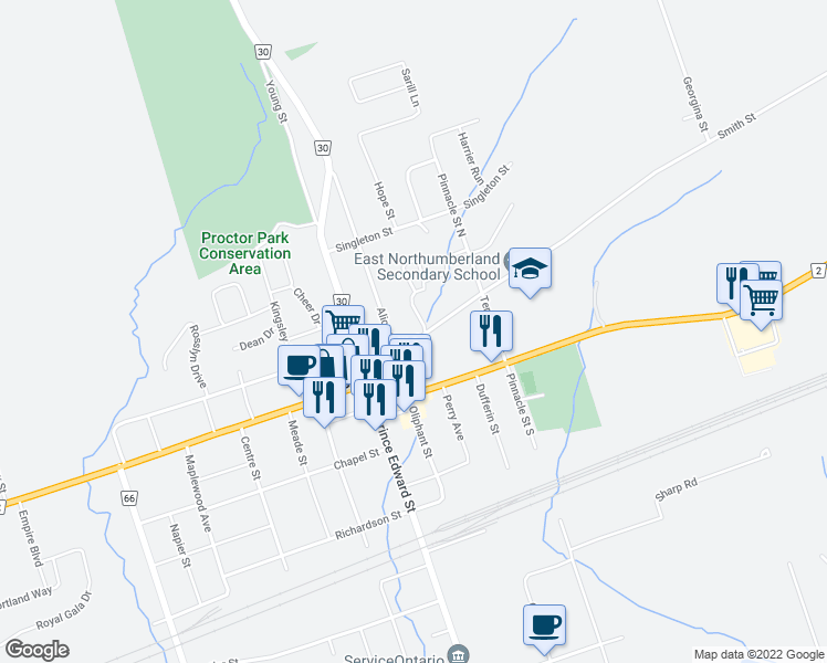 map of restaurants, bars, coffee shops, grocery stores, and more near 18 Dundas Street in Brighton