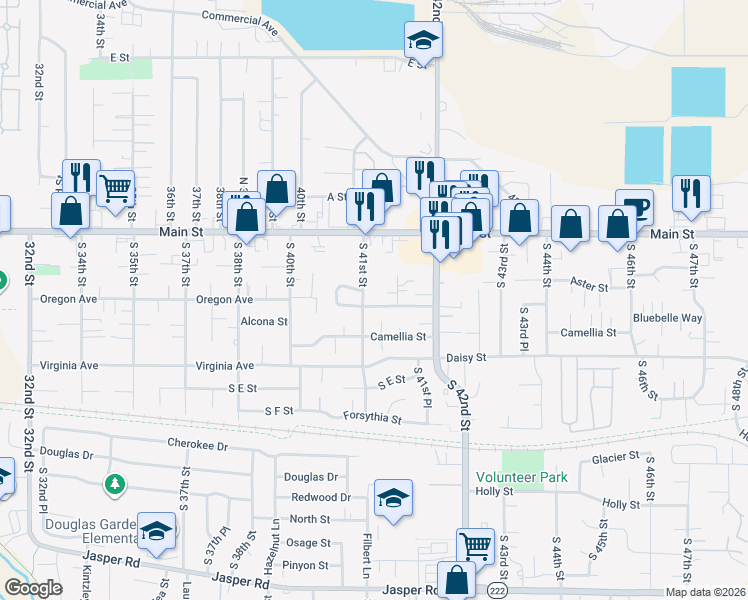 map of restaurants, bars, coffee shops, grocery stores, and more near 4126 Camellia Street in Springfield