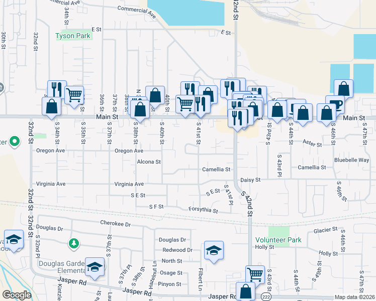 map of restaurants, bars, coffee shops, grocery stores, and more near 4072 Camellia Street in Springfield