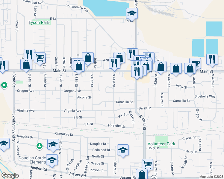 map of restaurants, bars, coffee shops, grocery stores, and more near 4020 Southway Loop in Springfield