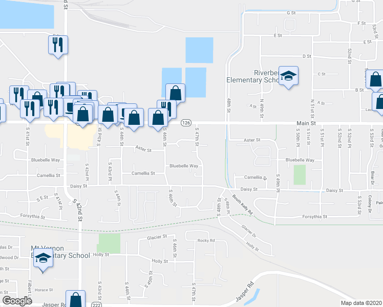 map of restaurants, bars, coffee shops, grocery stores, and more near 165 South 47th Street in Springfield