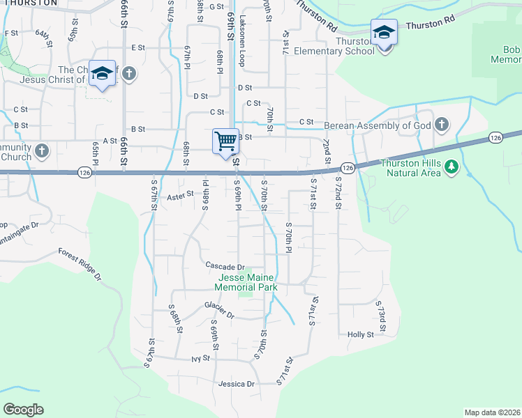map of restaurants, bars, coffee shops, grocery stores, and more near 230 South 70th Street in Springfield