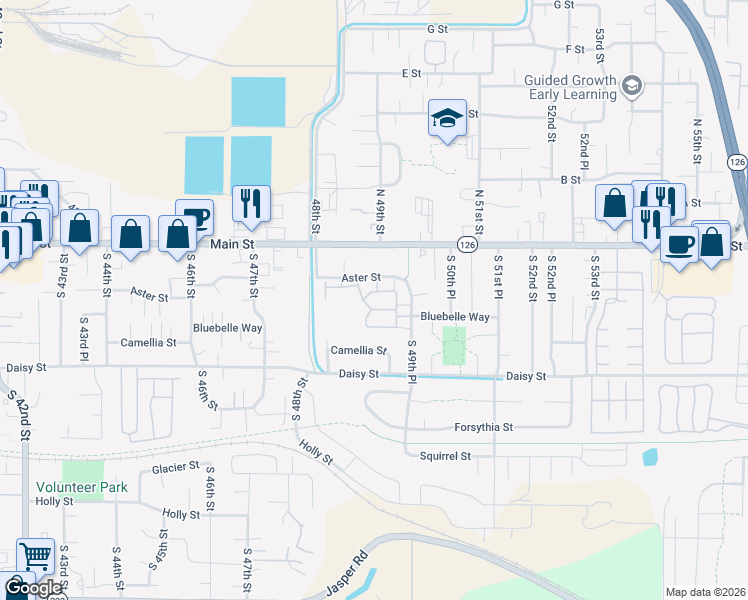 map of restaurants, bars, coffee shops, grocery stores, and more near 9 Aster Street in Springfield