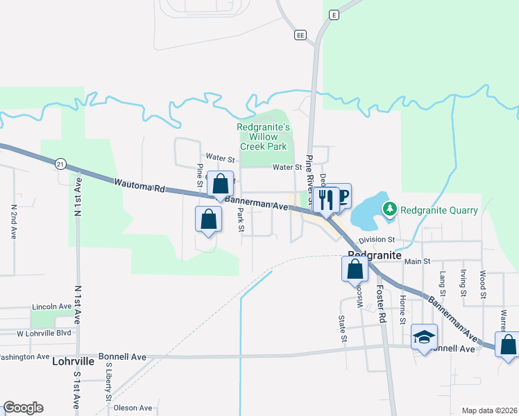 map of restaurants, bars, coffee shops, grocery stores, and more near 356 West Bannerman Avenue in Redgranite