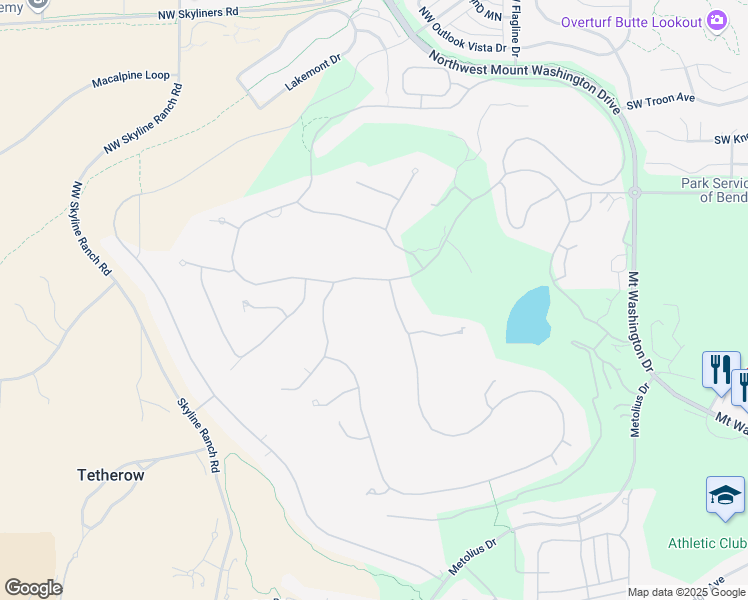 map of restaurants, bars, coffee shops, grocery stores, and more near 61794 Tam McArthur Loop in Bend
