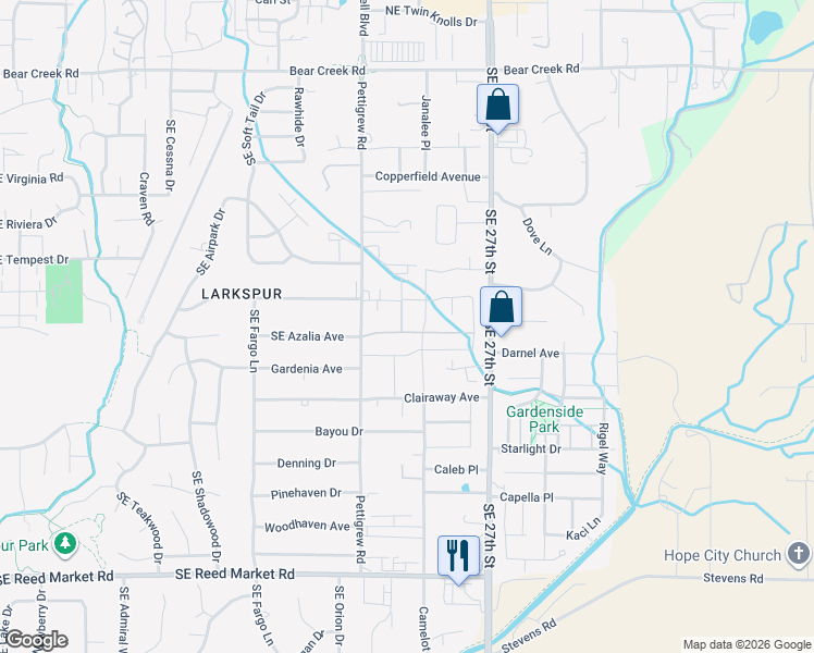map of restaurants, bars, coffee shops, grocery stores, and more near 61805 Azalia Place in Bend