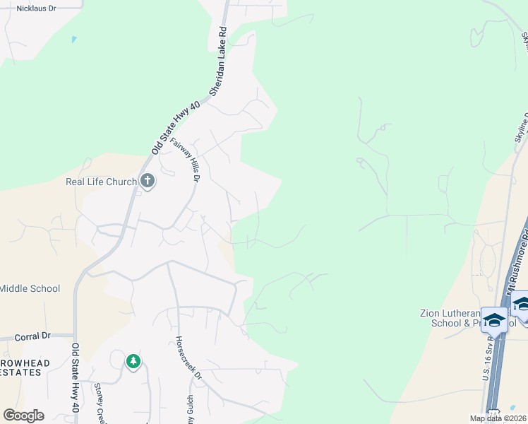 map of restaurants, bars, coffee shops, grocery stores, and more near 4041 Foothill Drive in Rapid City