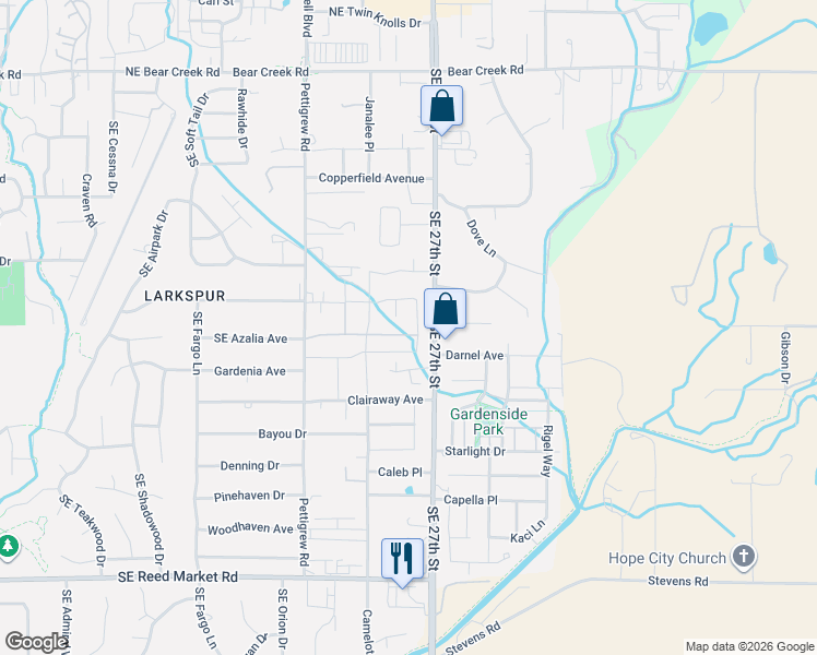map of restaurants, bars, coffee shops, grocery stores, and more near 21192 Southeast Azalia Avenue in Bend