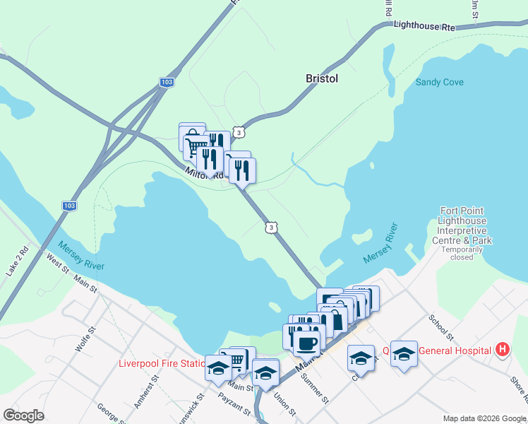 map of restaurants, bars, coffee shops, grocery stores, and more near 112 Bristol Avenue in Brooklyn